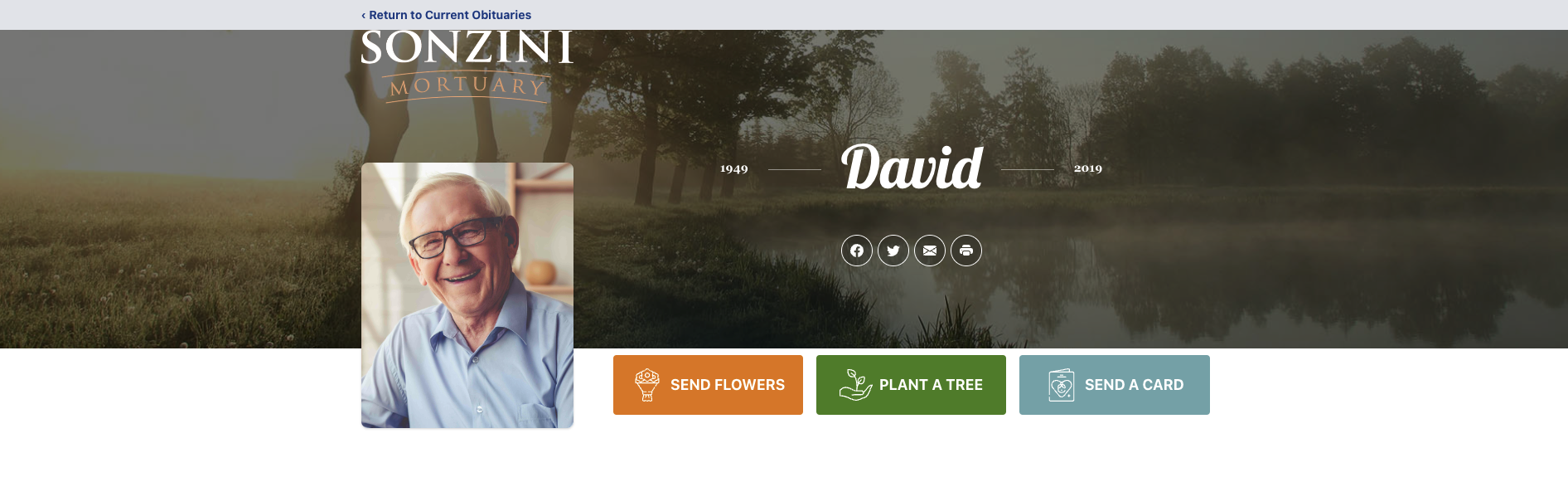 How can I share an obituary on Facebook or Twitter?